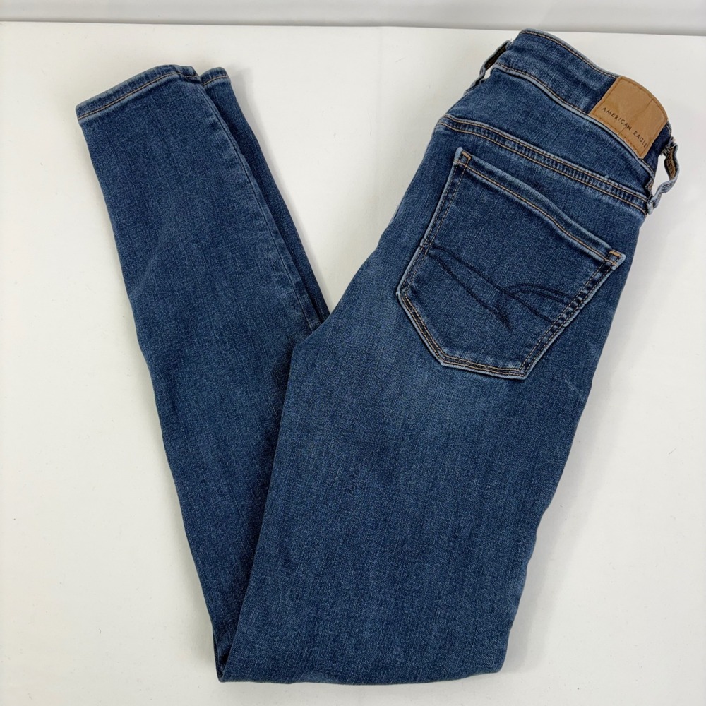American Eagle Women's Hi-Rise Jegging Dark Wash Blue Skinny Jeans 00 Short